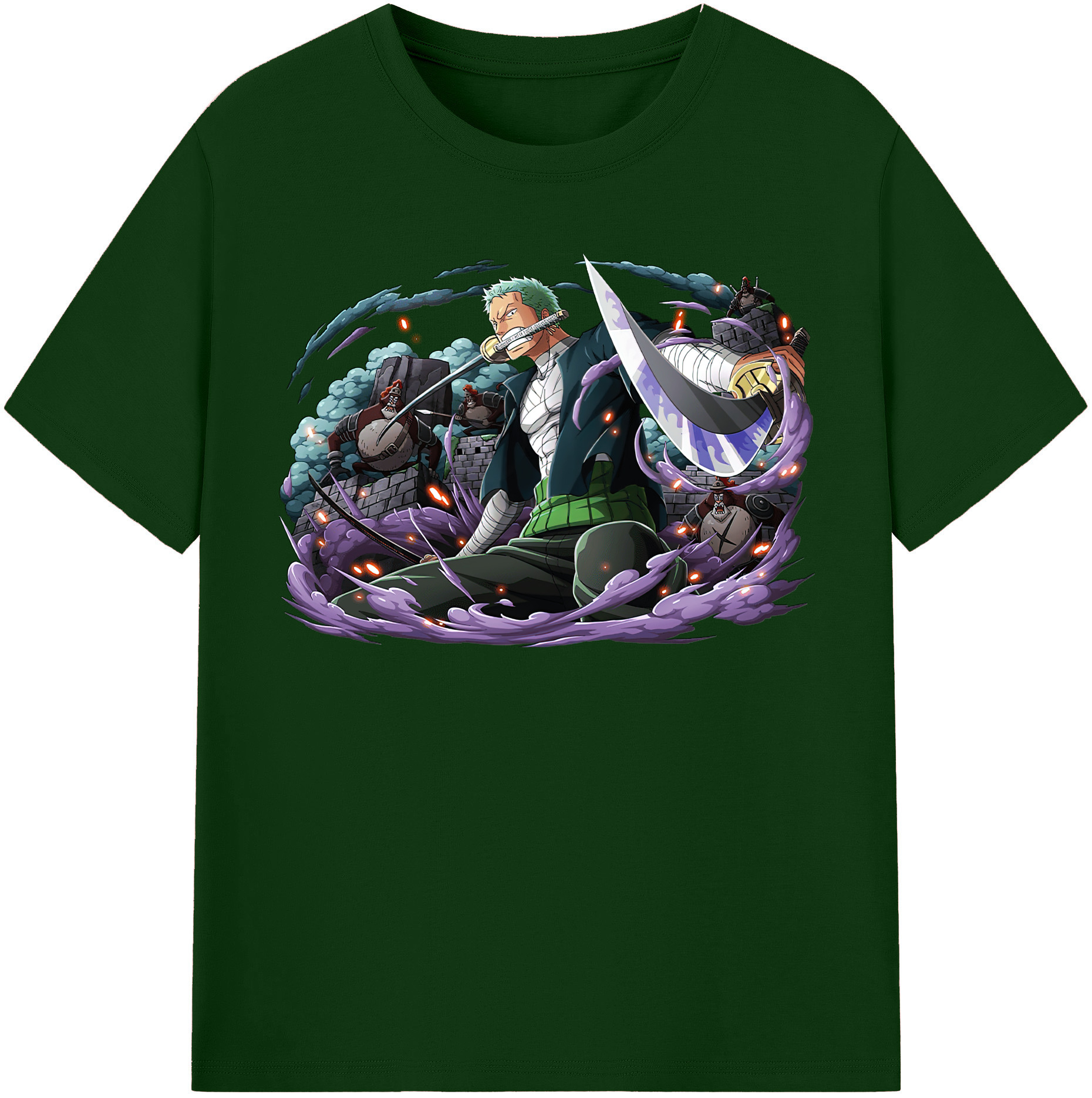 ワンピース ロロノア・ゾロ ONE PIECE Roronoa Zoro 綿100％半袖Tシャツ（フロントプリント）